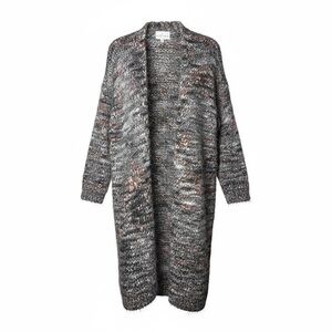 Belle France Womens Soft Wool Blend Long Cardigan Sweater Size XL Gray Bohemian